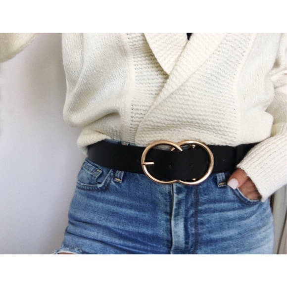 Double Ring Belt - BLK/GLD - Picture 3 of 6